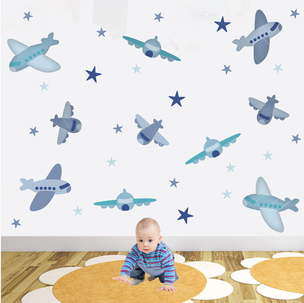 Aeroplane Wall Stickers for Baby Boys Nursery