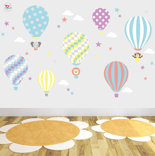 Jungle Hot Air Balloon Wall Stickers