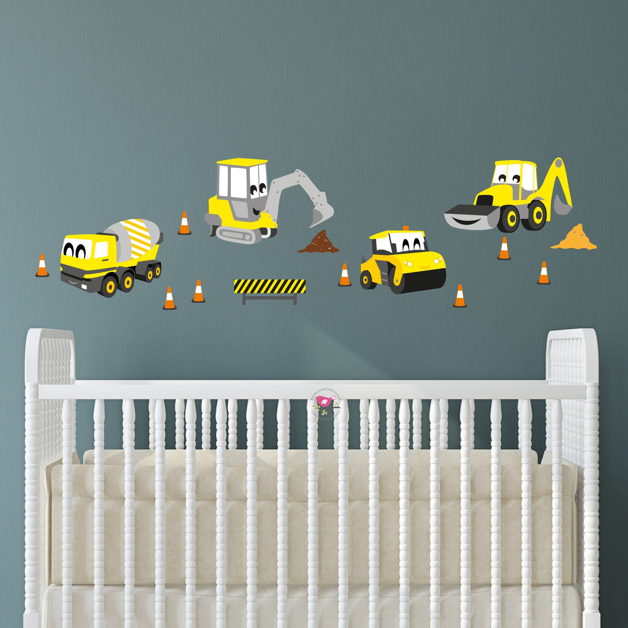 Digger Construction Nursery Wall Stickers for Baby Boys
