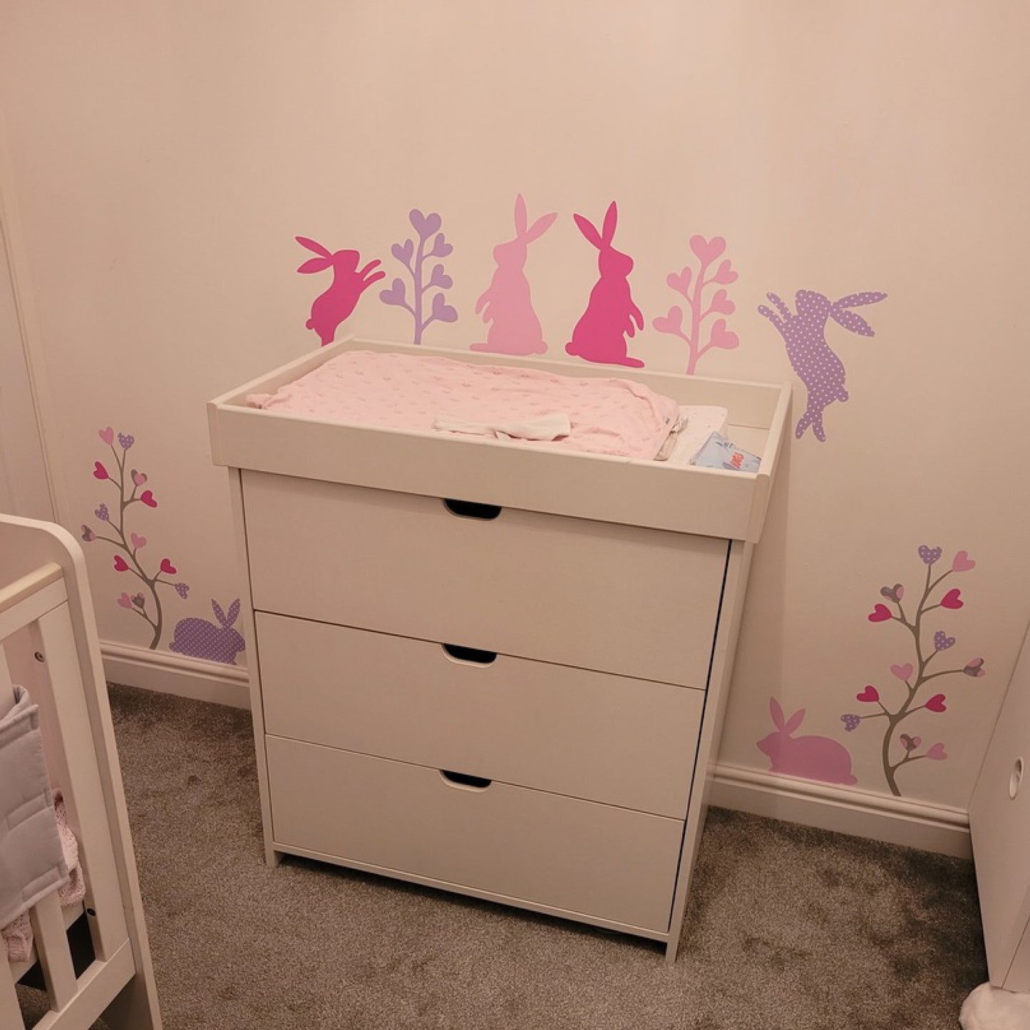 Woodland Rabbits Purple, Pink and Grey Nursery Wall Decals