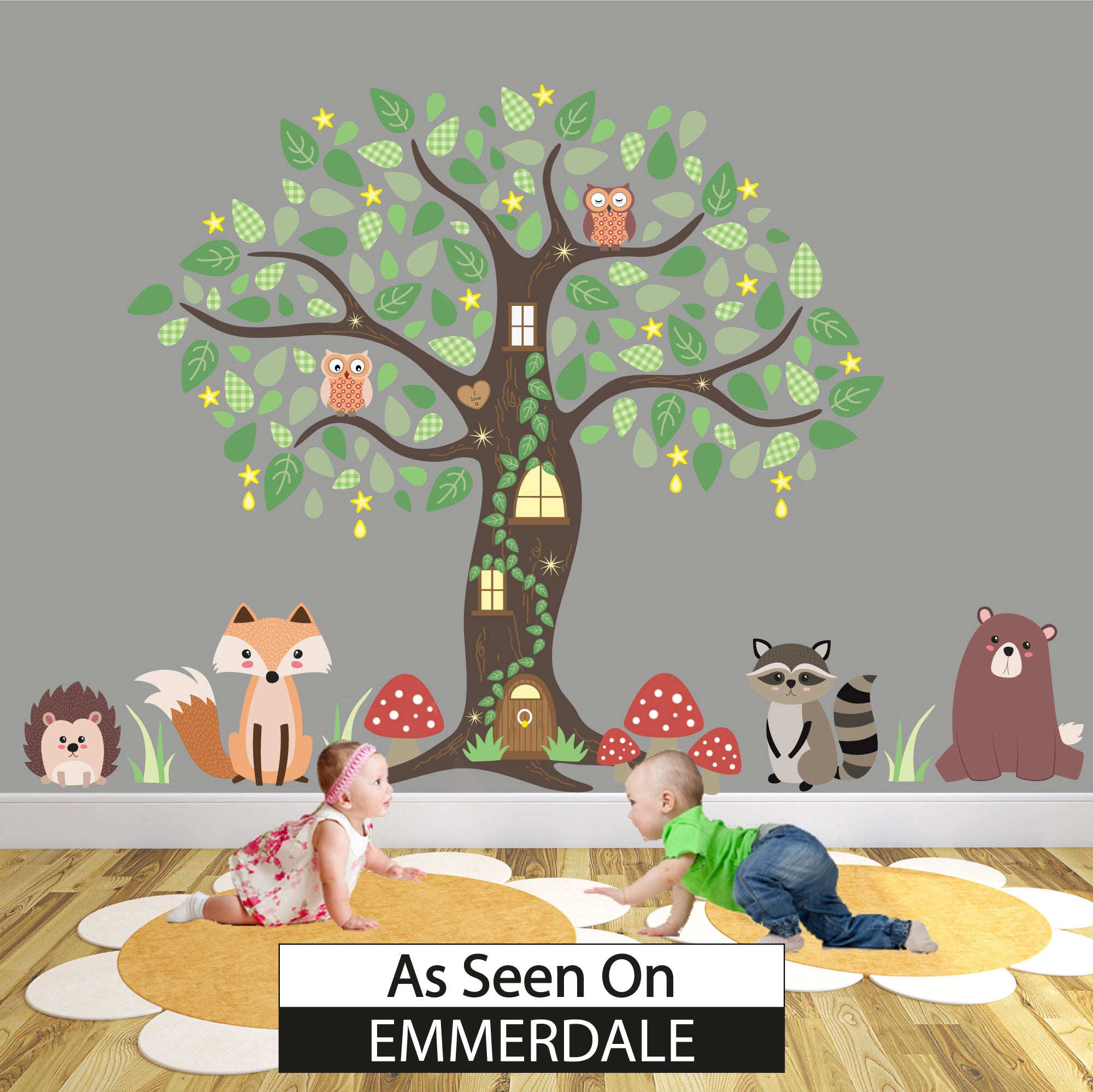 Enchanted Forest Nursery Wall Stickers Woodland Animals Neutral Decals ...