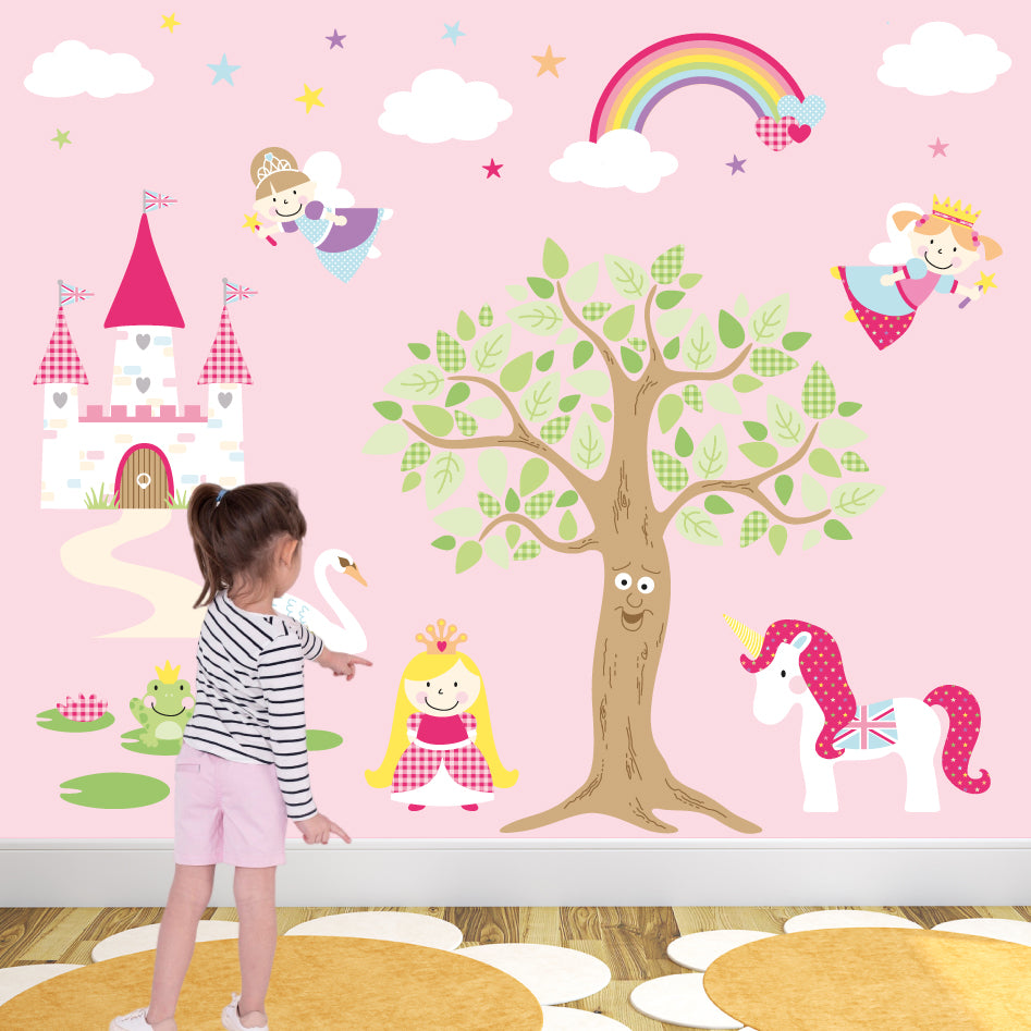 Fairy Princess Nursery Wall Stickers for Toddler Girls Bedroom