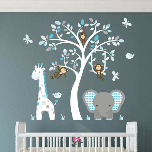 Elephant and Giraffe Jungle Wall Stickers