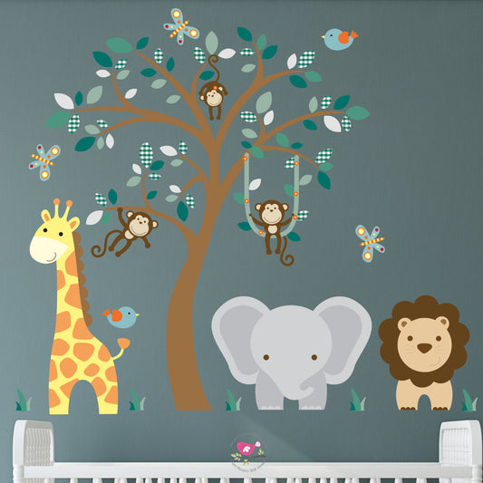 Elephant, Giraffe & Lion Jungle Wall Stickers