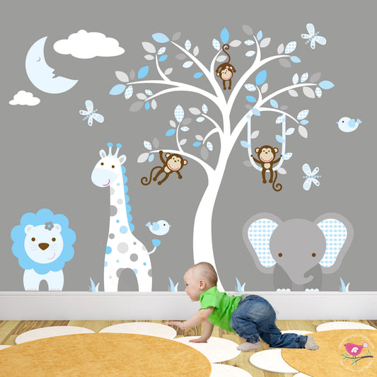 Jungle Wall Art Decals with Sleeping Moon Boys