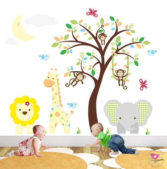 Jungle Wall Art Decals with Sleeping Moon