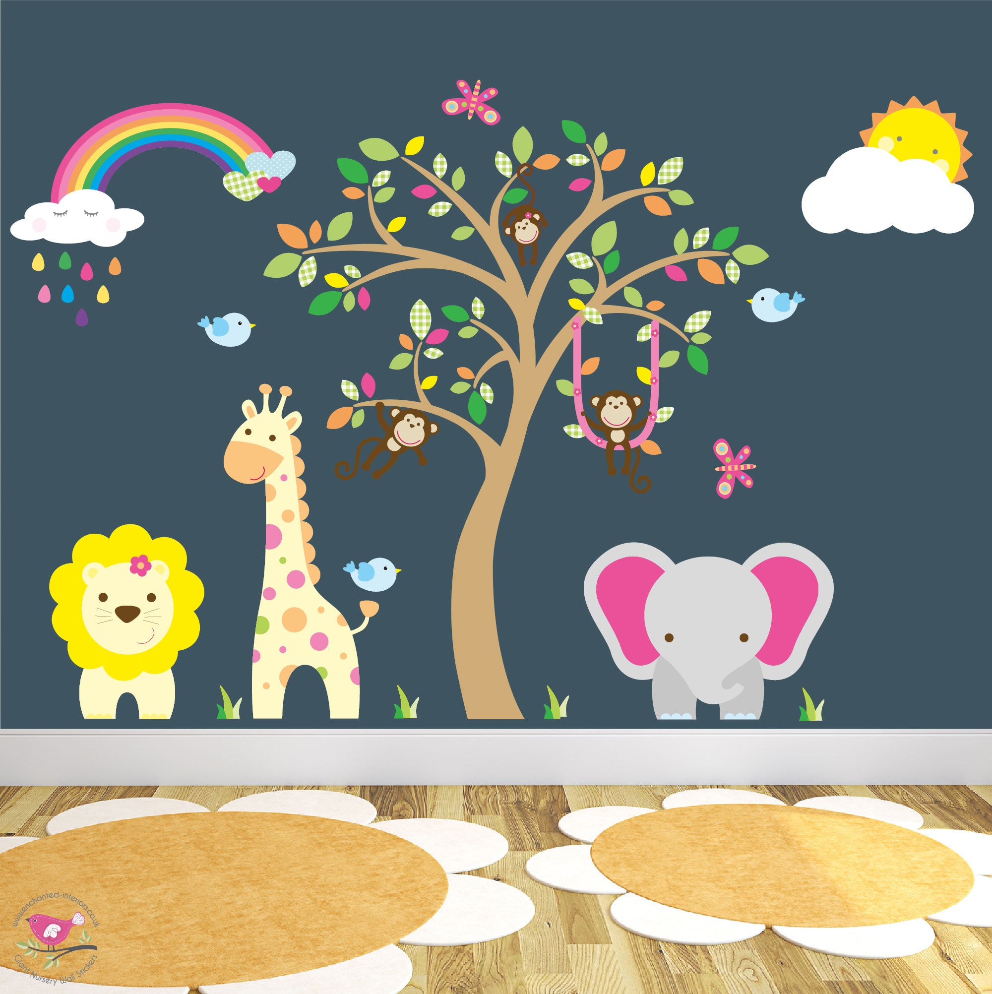Jungle Themed Nursery Wall Stickers Baby Girls Decals – Enchanted Interiors