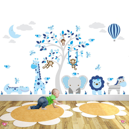 Jungle Animal and Tree Nursery Wall Stickers Boys