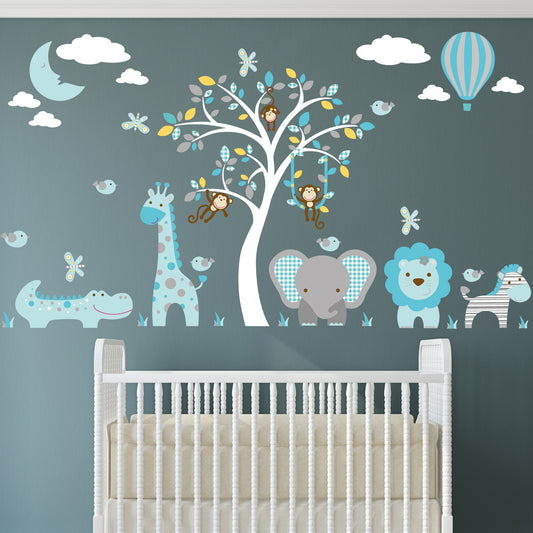 Jungle Animals and Monkey Tree Nursery Wall Stickers