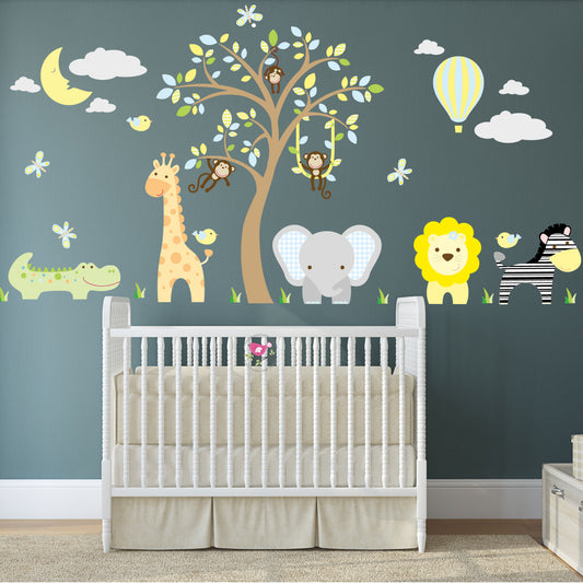 Jungle Animal Pastel Nursery Wall Stickers