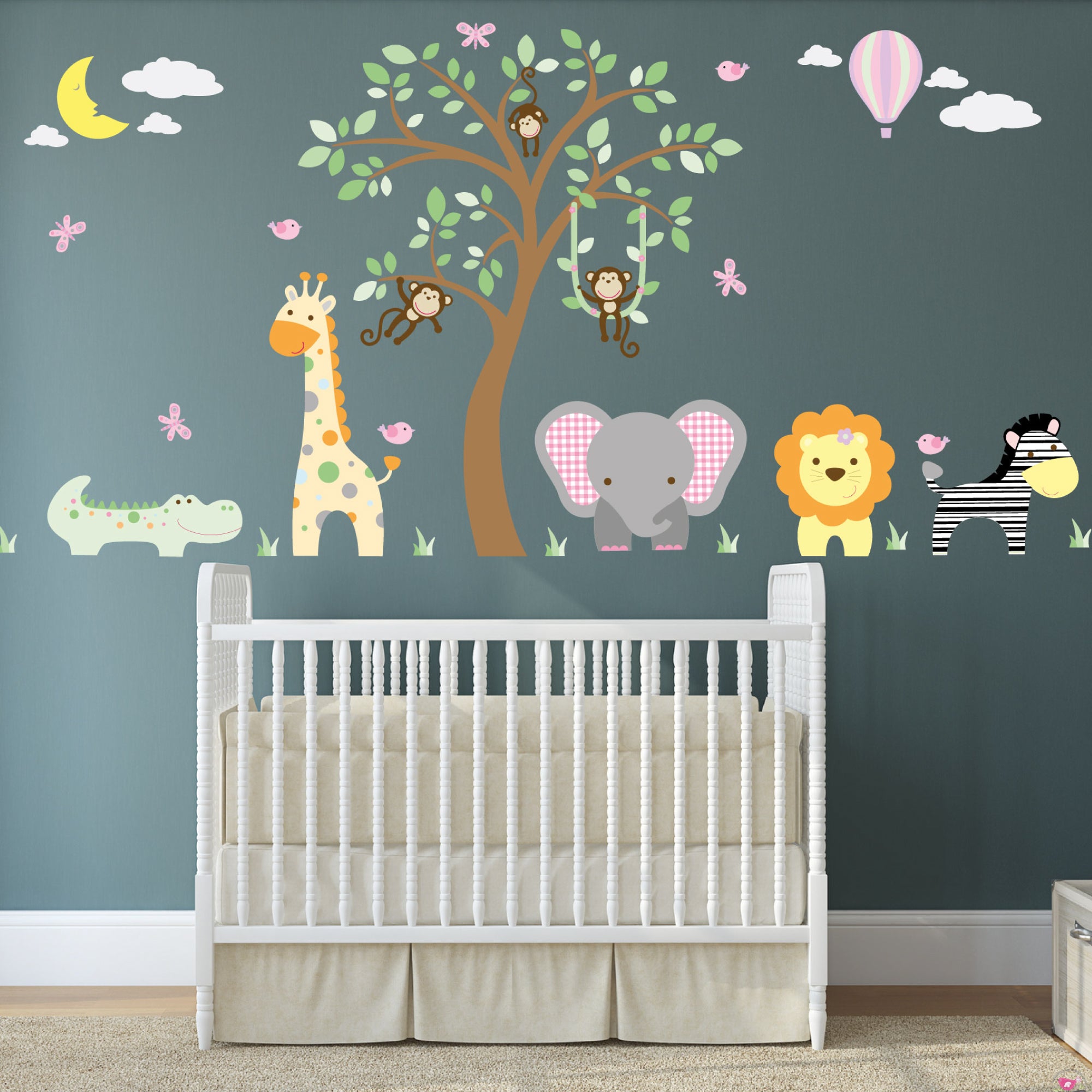 Girls Nursery Wall Stickers Jungle Animal Theme – Enchanted Interiors