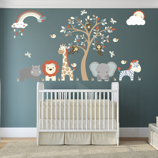 Jungle Wall Decals, Rainbow and Sunshine