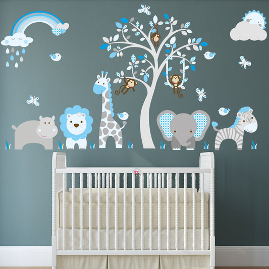Boys Jungle Wall Stickers, Rainbow and Sunshine