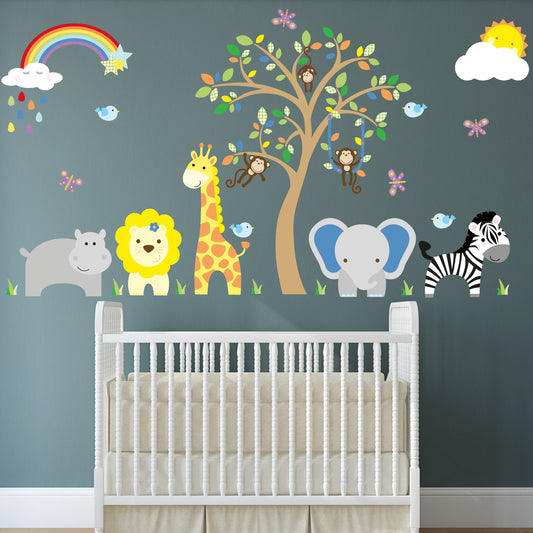 Jungle Wall Decals, Rainbow and Sunshine