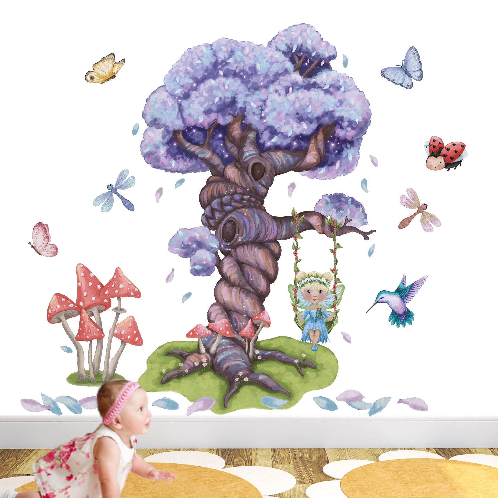 Flower Fairy Magical Tree Nursery Wall Stickers Design – Enchanted ...