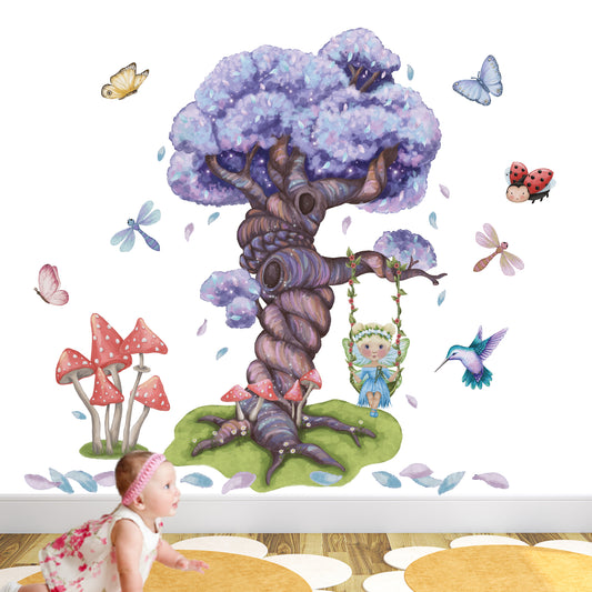 Flower Fairy Magical Tree Wall Stickers