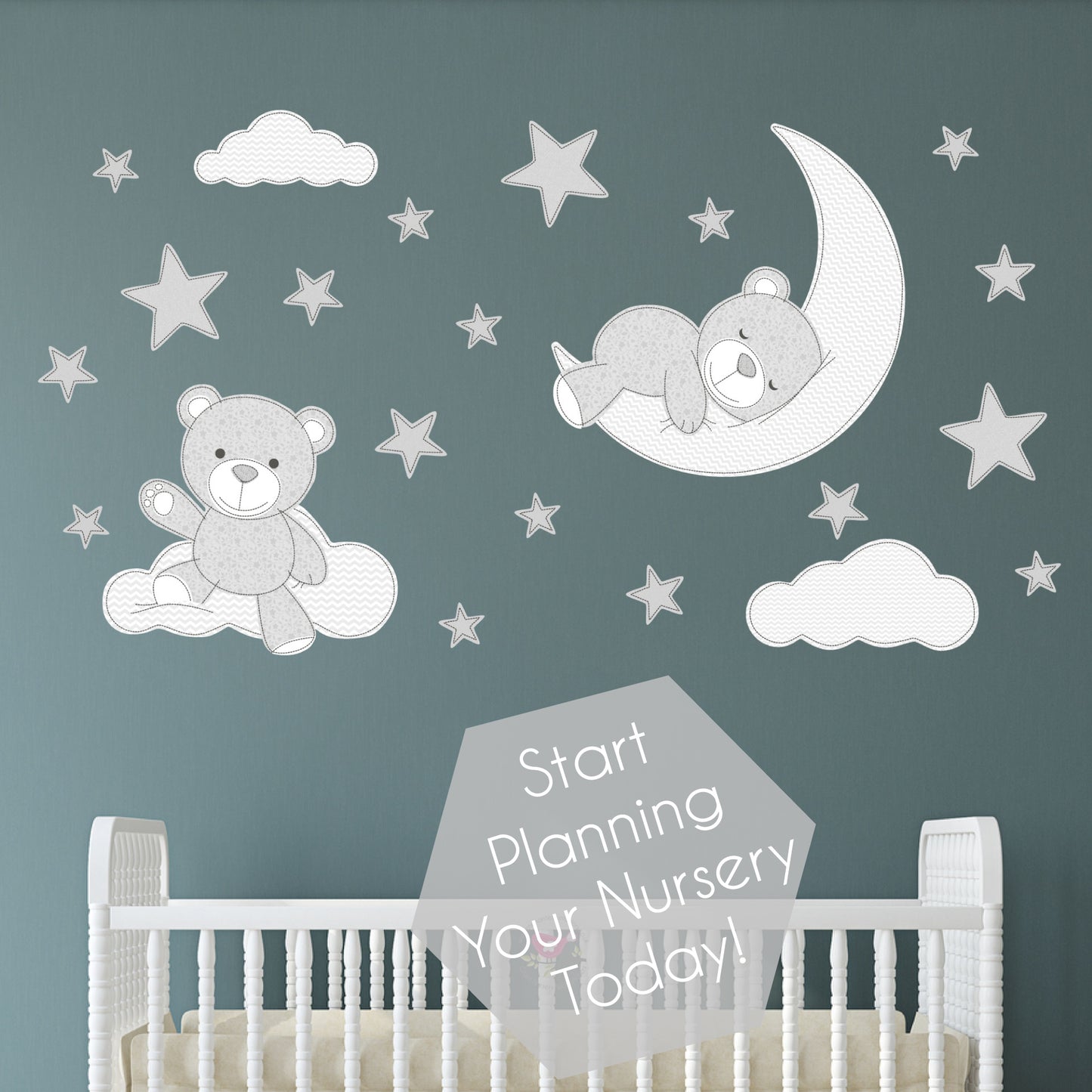 Teddy Bear Wall Stickers Grey