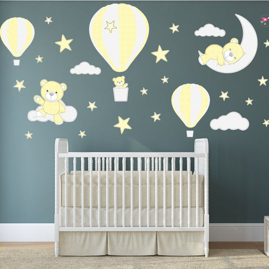 Teddy Bears & Balloons Wall Stickers Yellow
