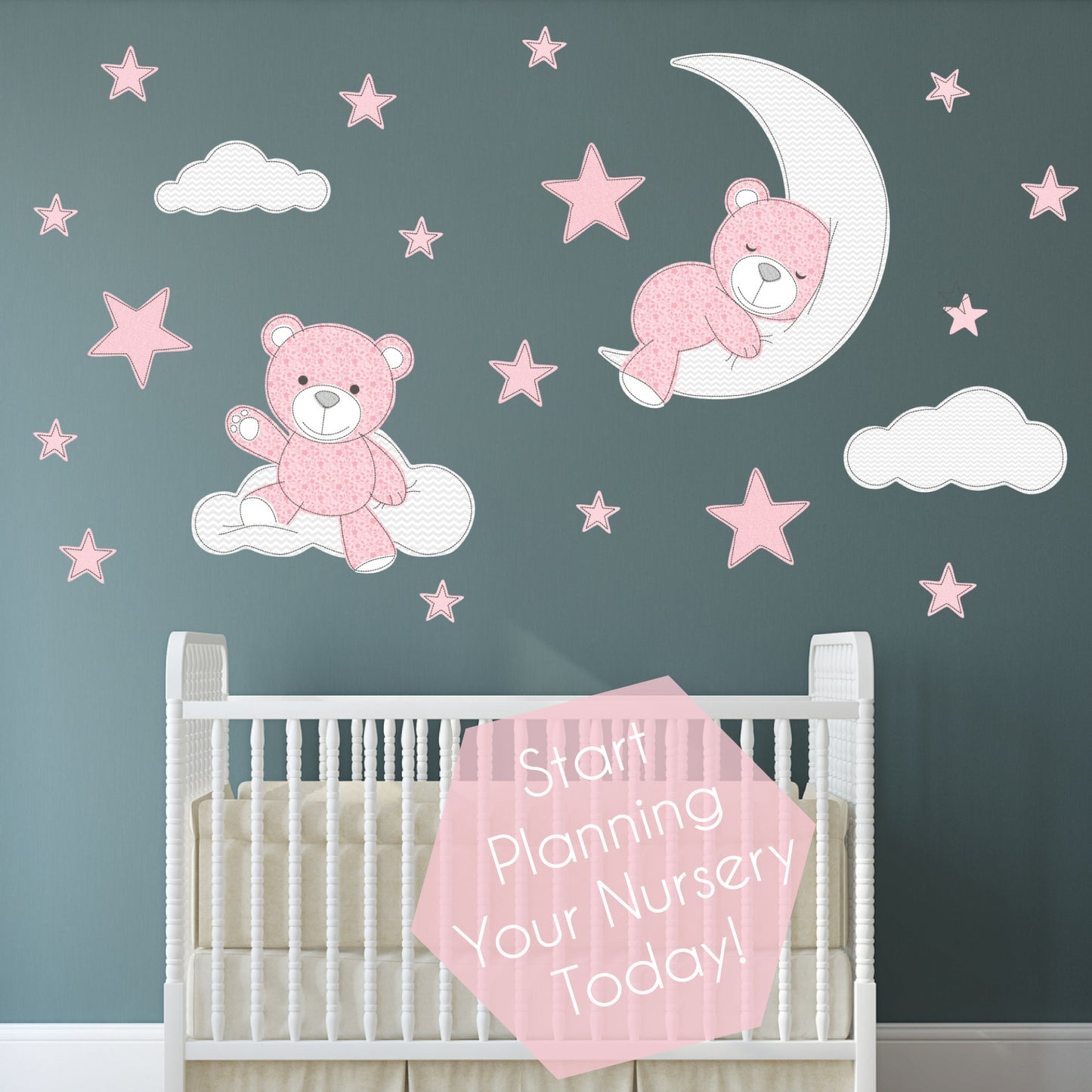 Teddy Bear Wall Stickers Pink