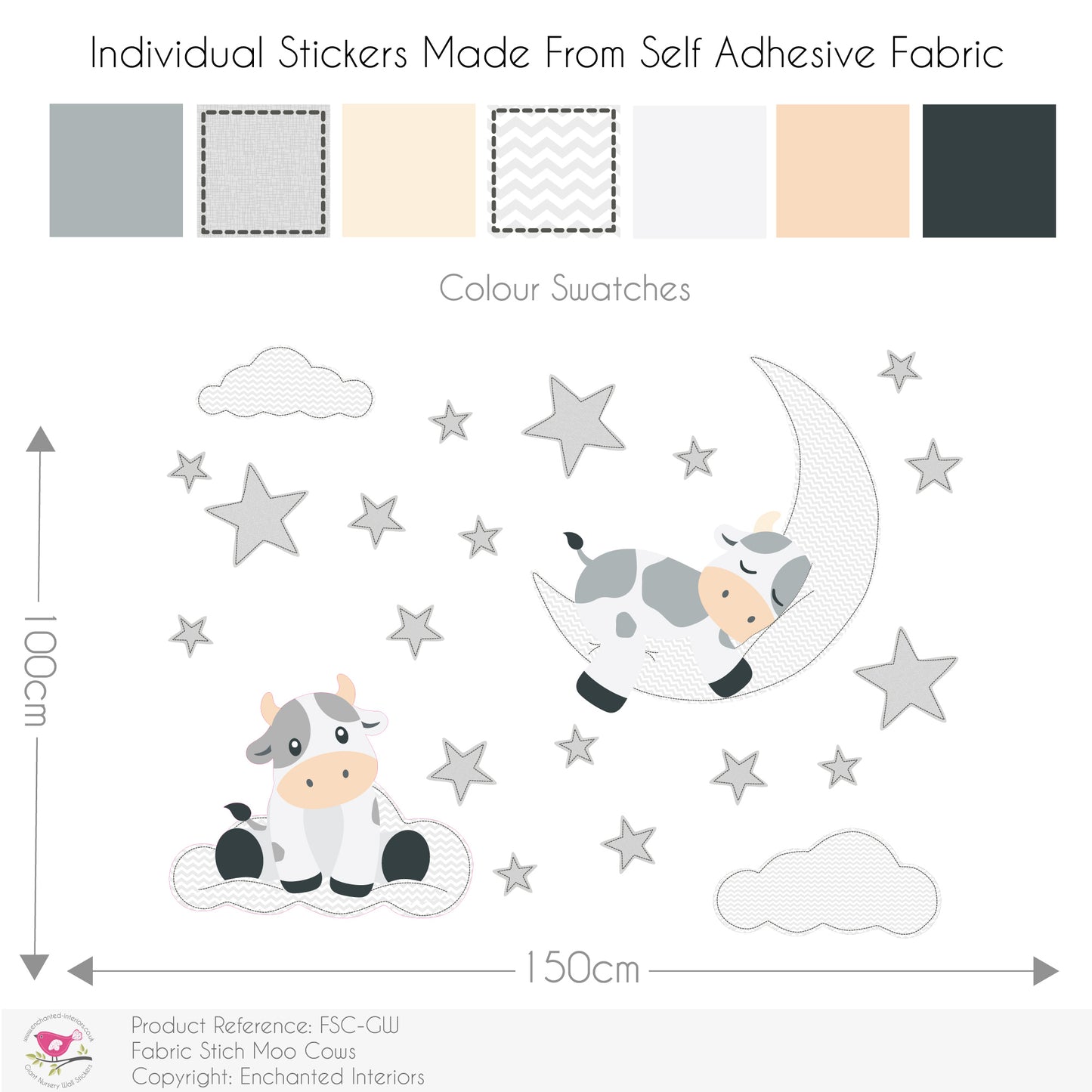 Cow and Moon Wall Stickers