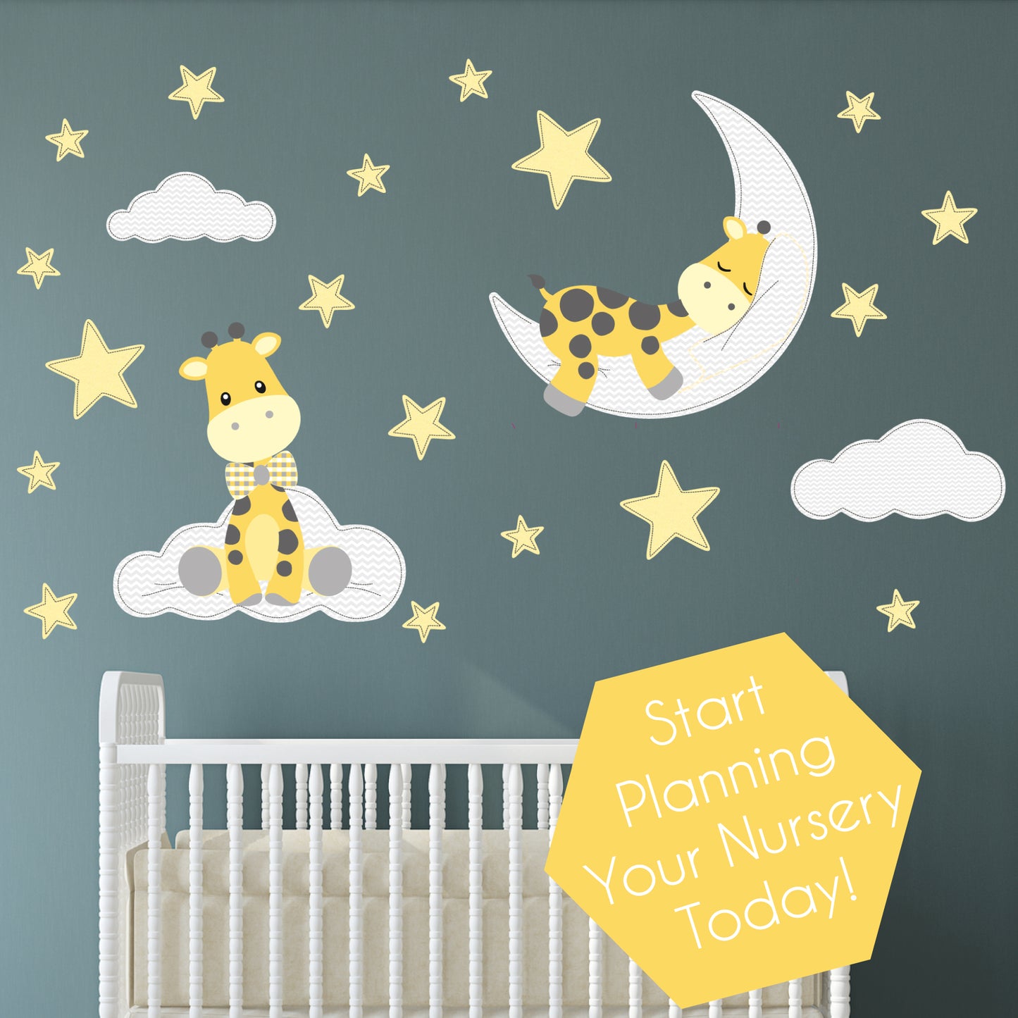 Giraffe and Moon Wall Stickers