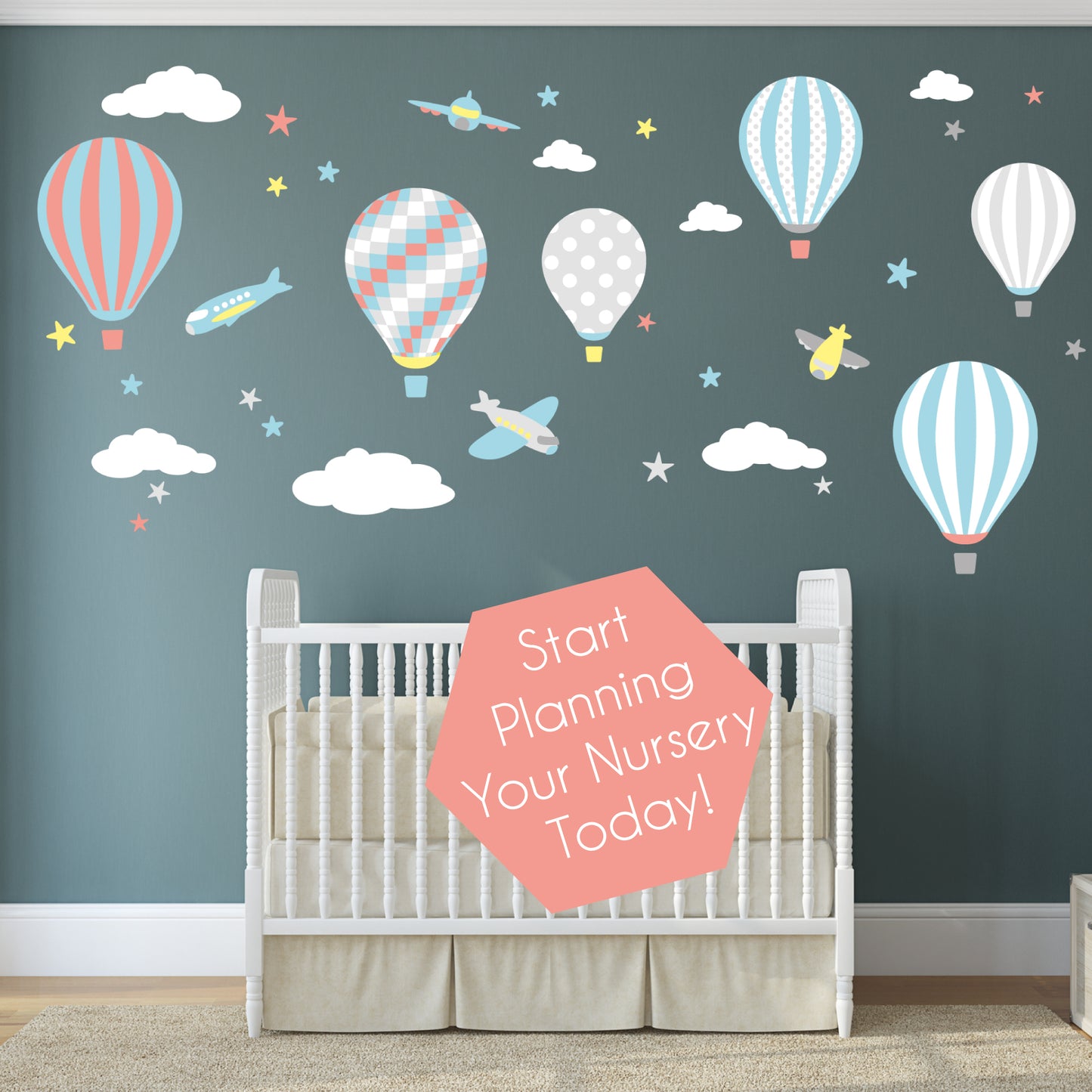 Hot Air Balloon & Jets Nursery Wall Sticker