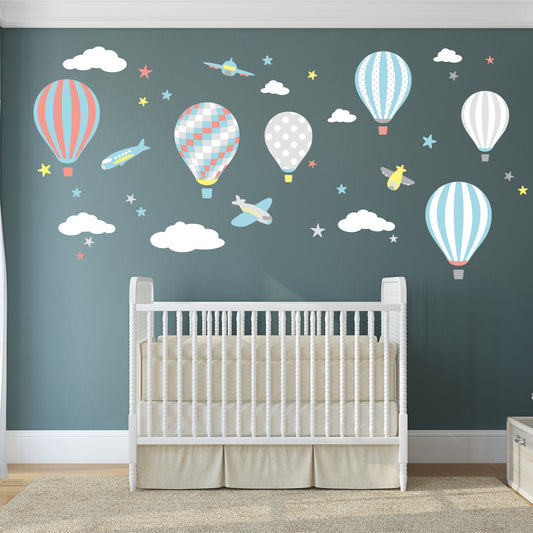Hot Air Balloon & Jets Nursery Wall Sticker