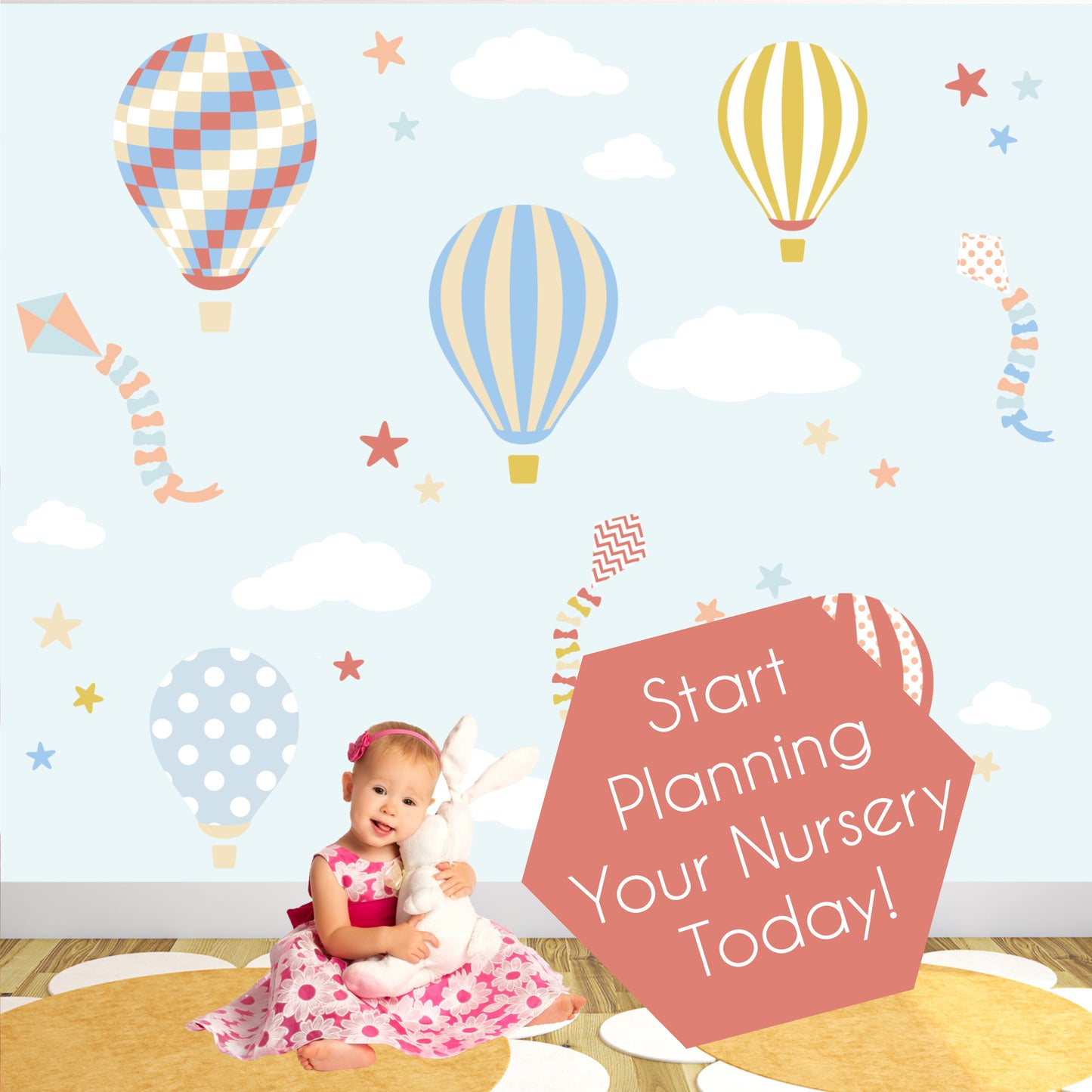 Hot Air Balloons and Kites Nursery Wall Stickers
