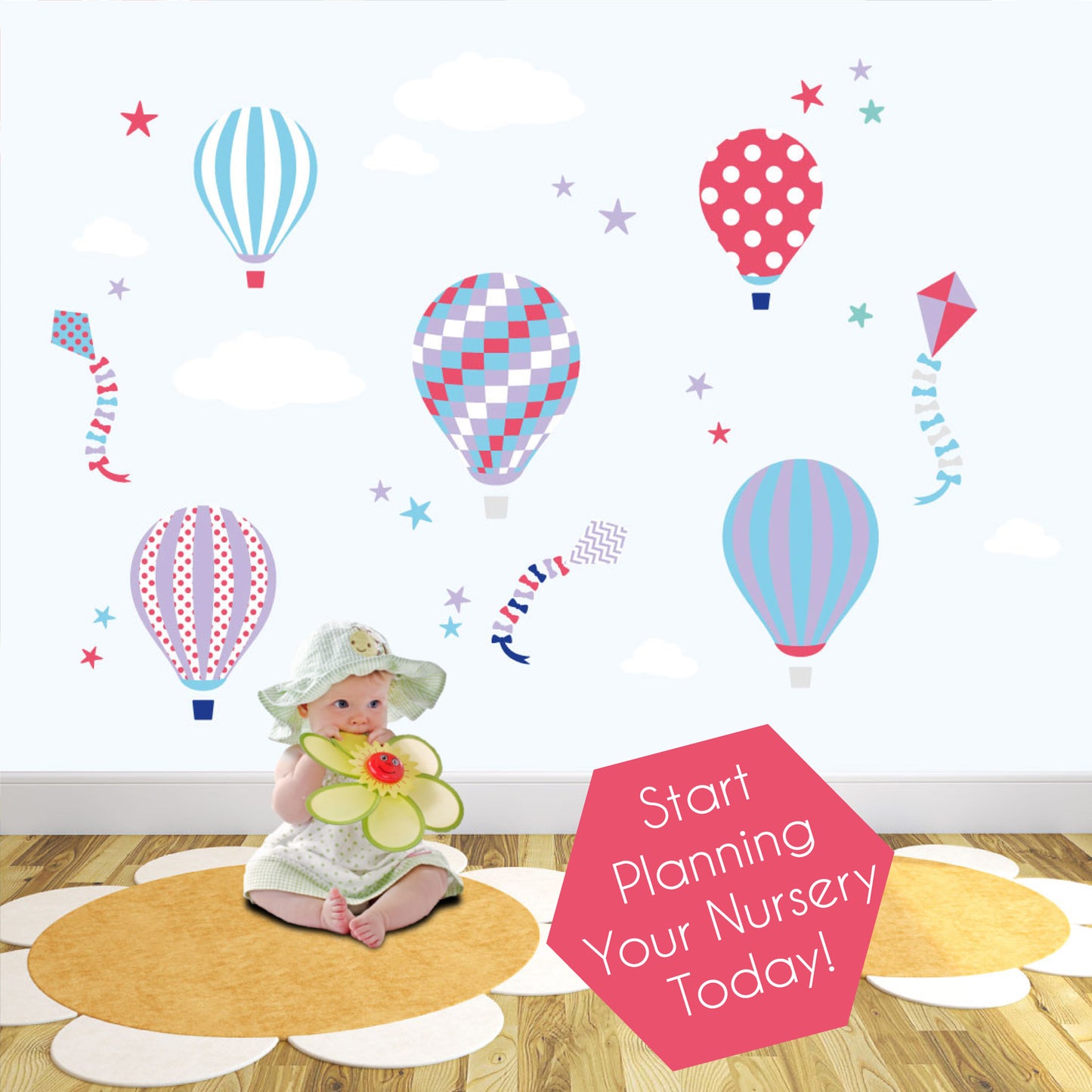 Hot Air Balloons and Kites Nursery Wall Stickers