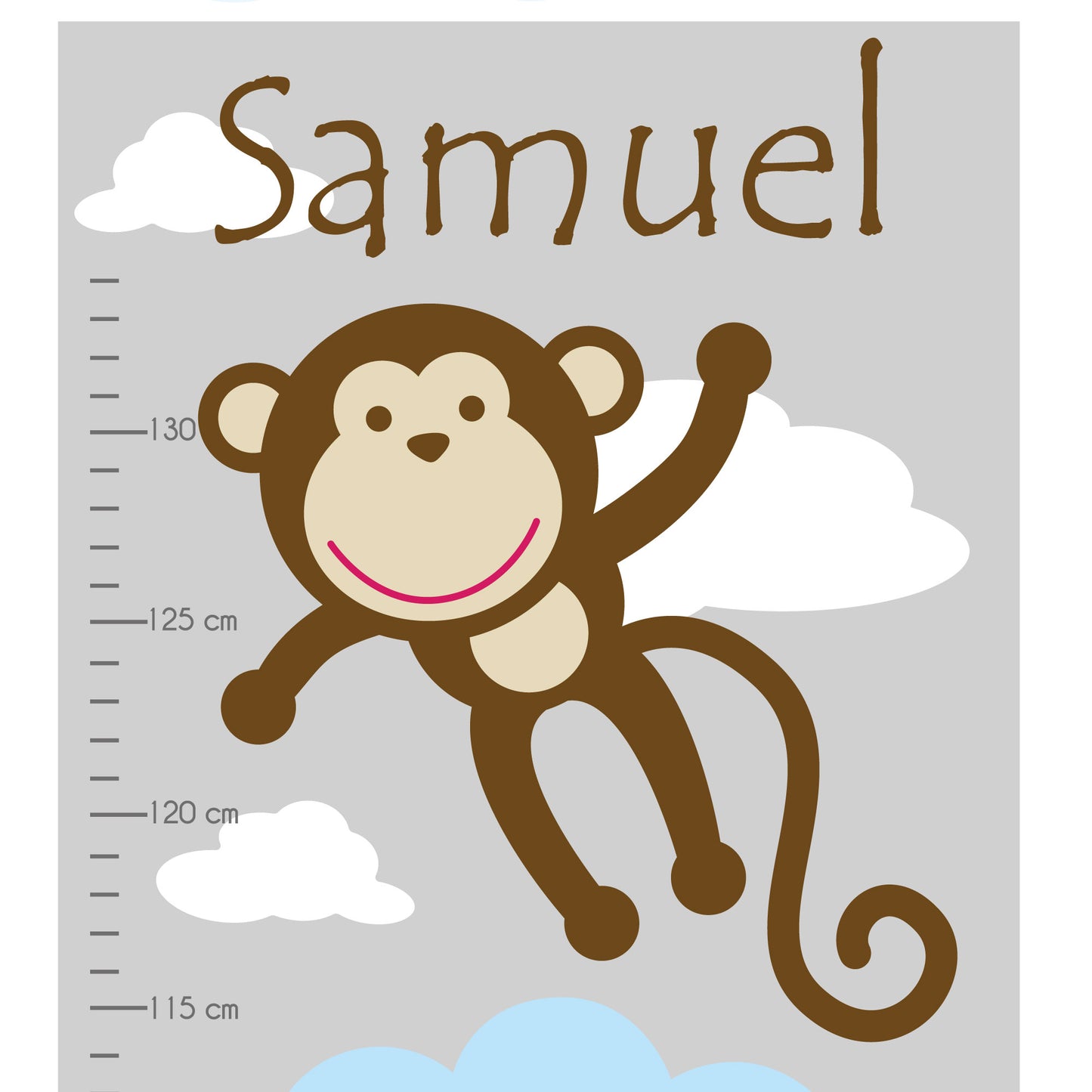 Jungle Animal Kids Growth Chart - Blue Grey