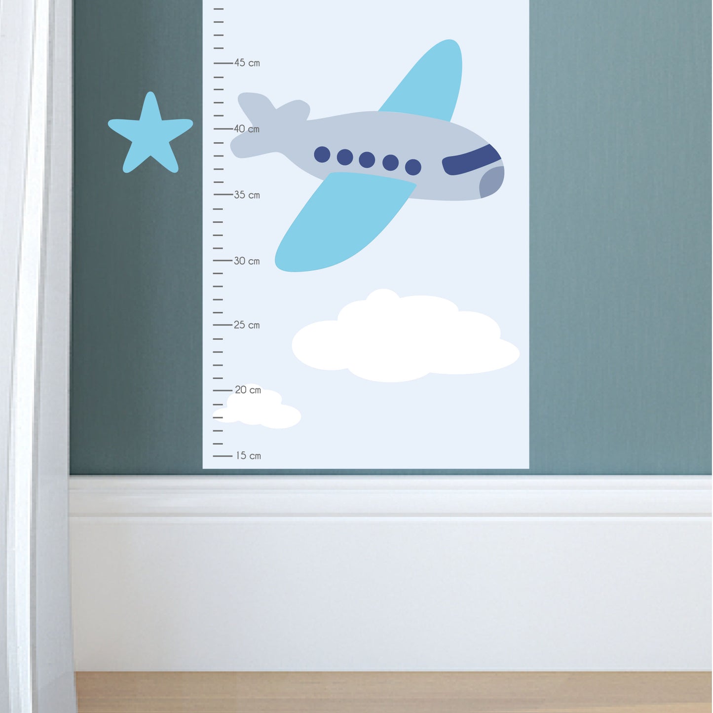 Boys Aeroplane Growth Chart Wall Sticker