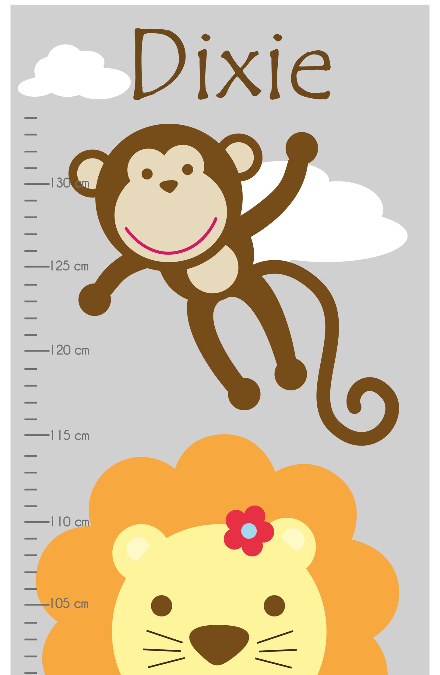 Jungle Animal Child's Height Chart