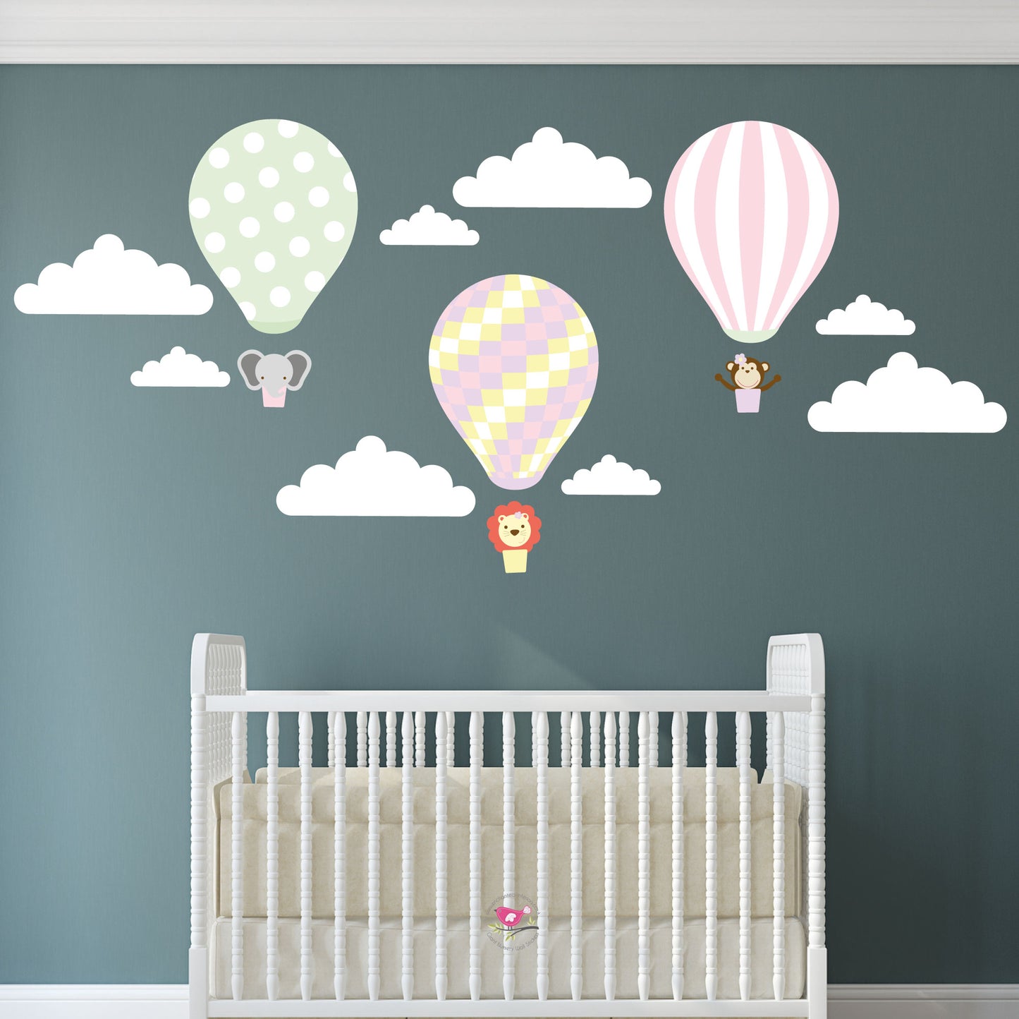 Girls Jungle Hot Air Balloon Wall Stickers