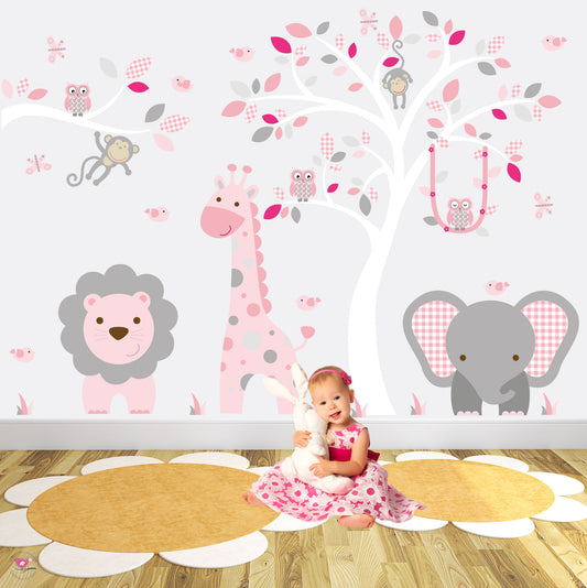 Safari Woodland Wall Stickers Girls Nursery