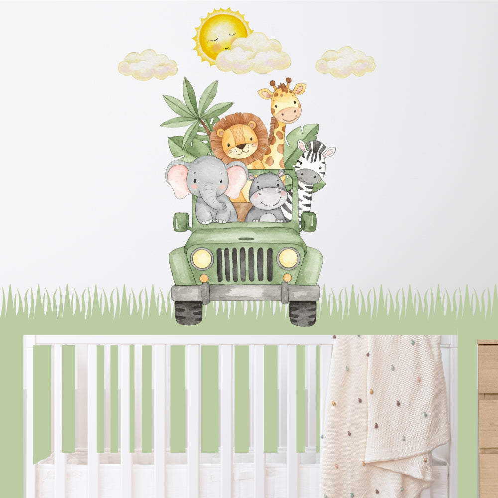 Safari Jeep Wall Stickers in Watercolour