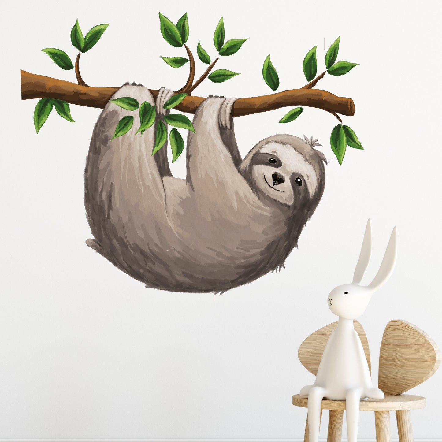 Sloth Branch Wall Stickers Watercolour