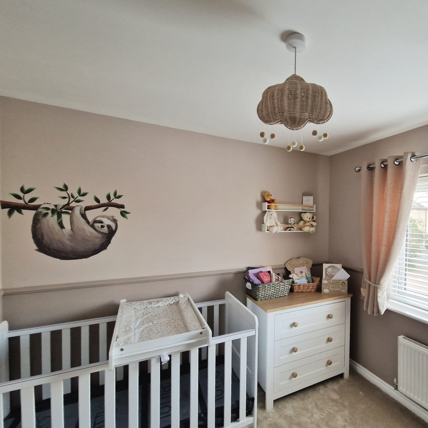 Sloth Branch Wall Stickers Watercolour