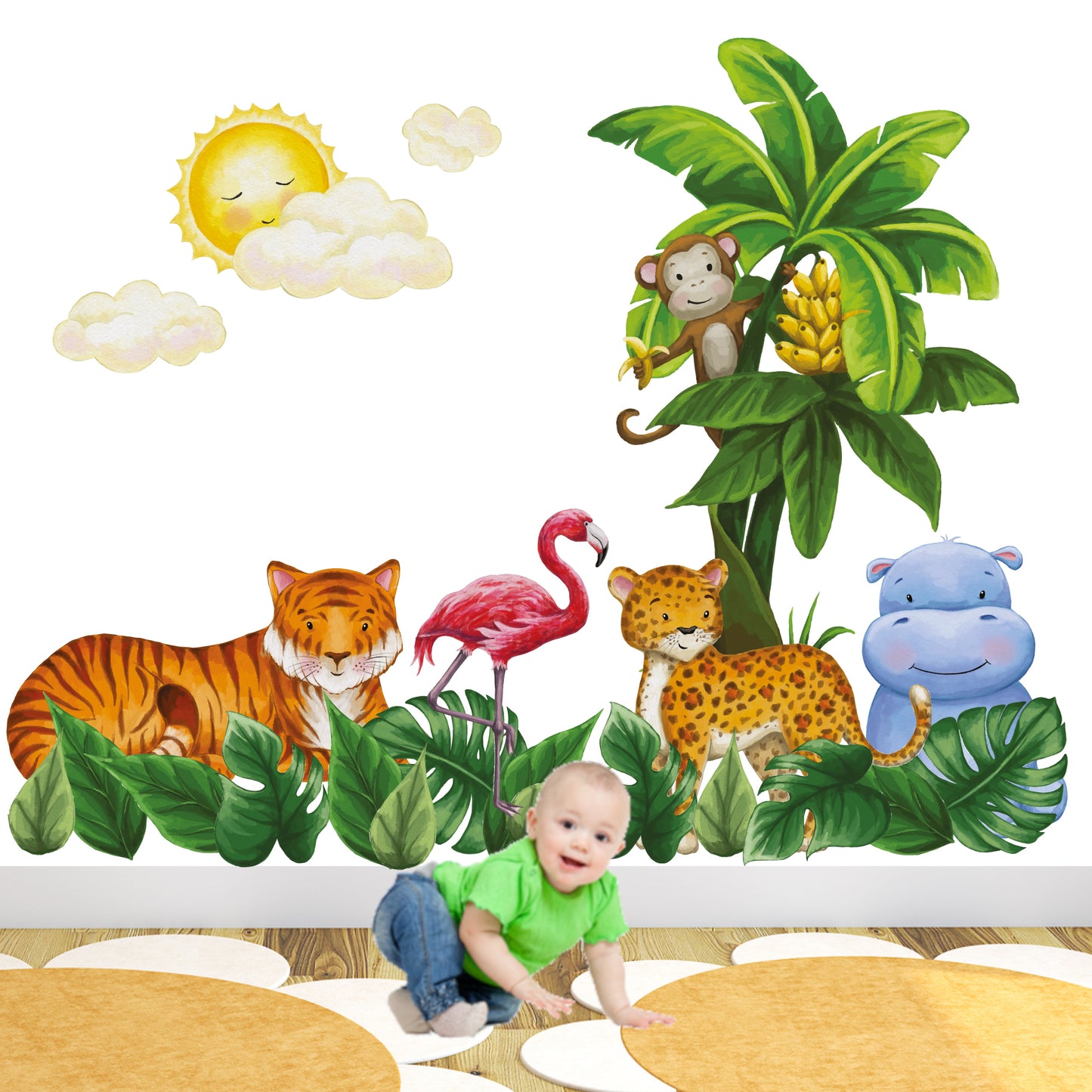 Safari Animal Wall Stickers Watercolour