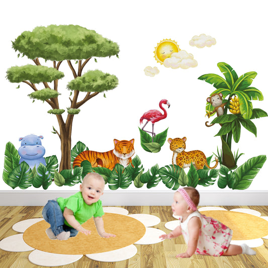 Safari Animal Wall Stickers Watercolour