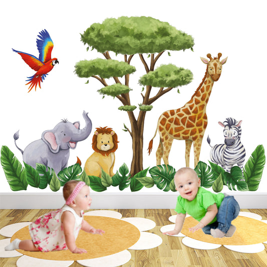 Safari Animal Wall Stickers Watercolour
