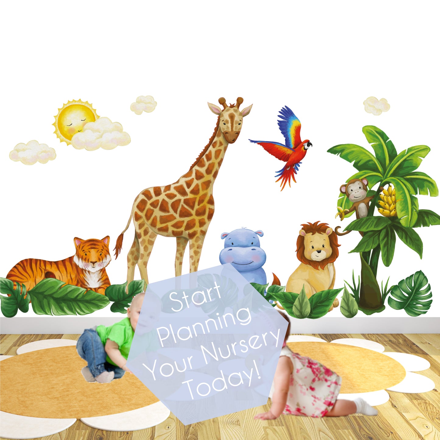 Safari Animal Wall Stickers Watercolour