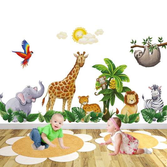 Safari Animal Wall Stickers Watercolour Sloth Branch
