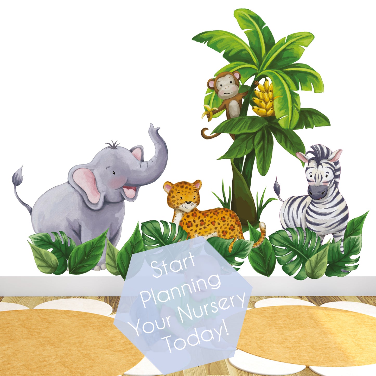 Safari Animal Wall Stickers Watercolour