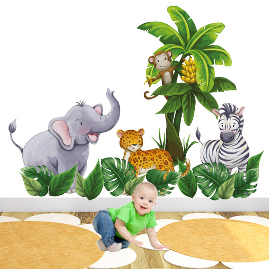 Safari Animal Wall Stickers Watercolour