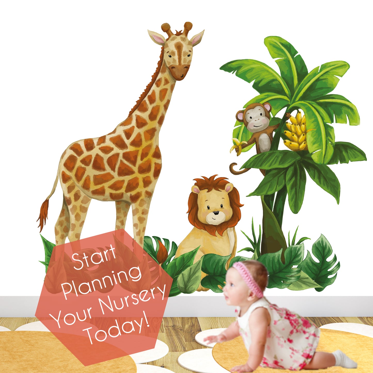 Safari Animal Wall Stickers Watercolour