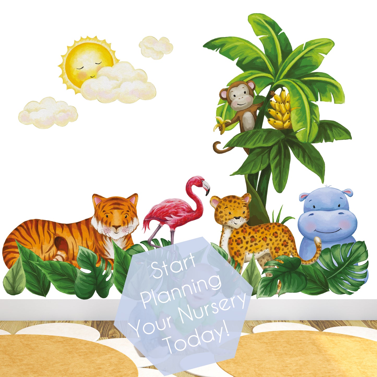 Safari Animal Wall Stickers Watercolour