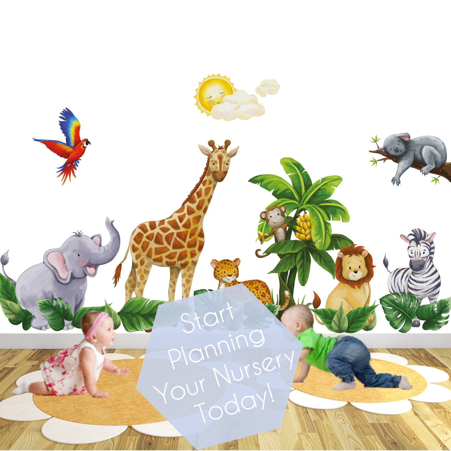Safari Animal Wall Stickers Watercolour Koala Branch