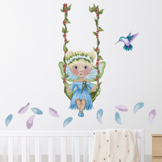 Swinging Flower Fairy Wall Stickers