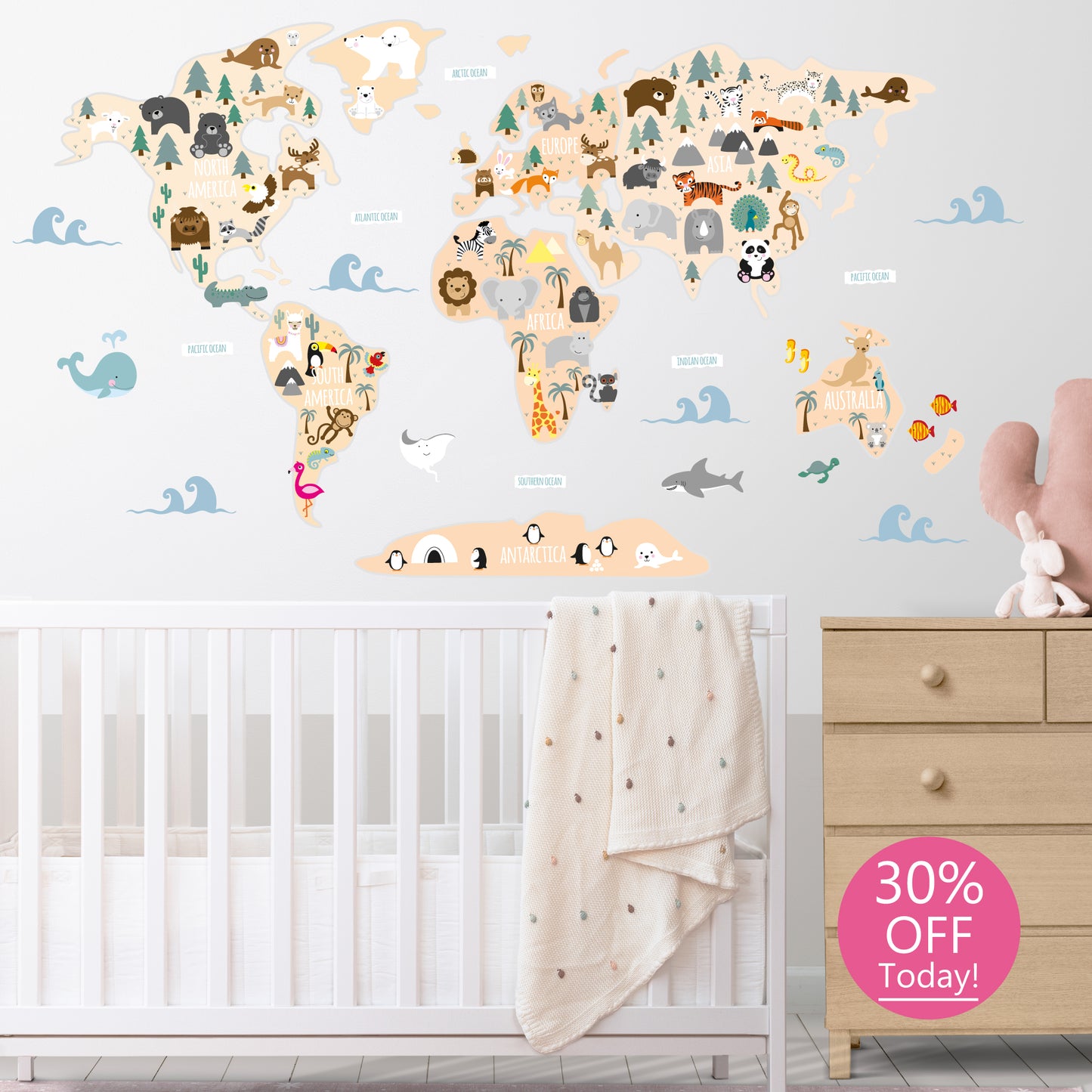 Children's Map of The World Wall Stickers