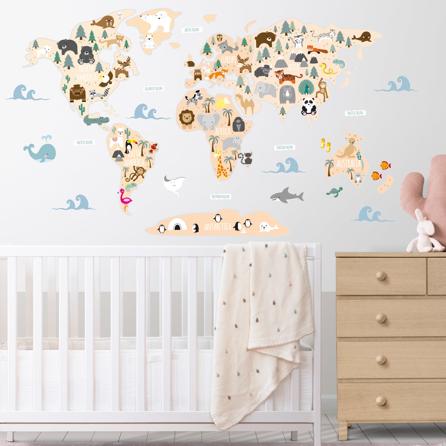 Children's Map of The World Wall Stickers